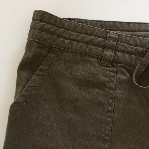 Kut from the Kloth Linen Blend Drawstring Wide Leg Ankle Pants Sz 8 Dark Olive - Picture 3 of 16